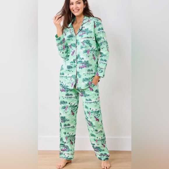 Printfresh Other - Printfresh Long Cotton PJ Set in the Golf Toile Putting Green pattern size M EUC